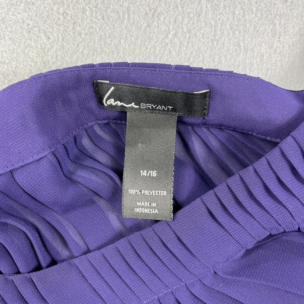 Lane Bryant Purple Pleated Off the Shoulder Chiffon Blouse Top Womens 14/16 - Picture 4 of 4
